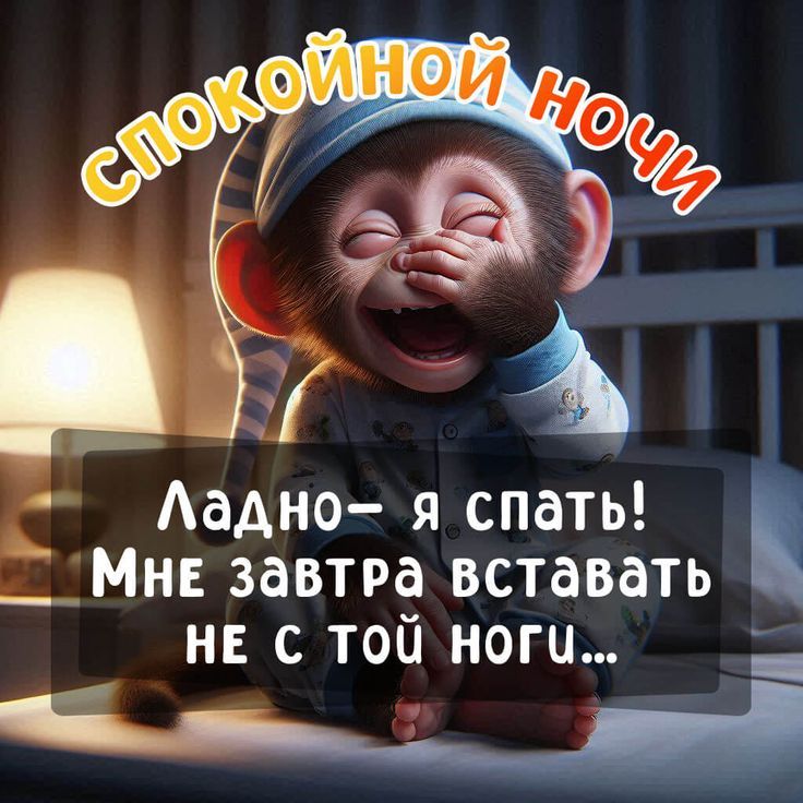 Спокойной ночи. Ладно — я спать! Мне завтра вставать не с той ноги...