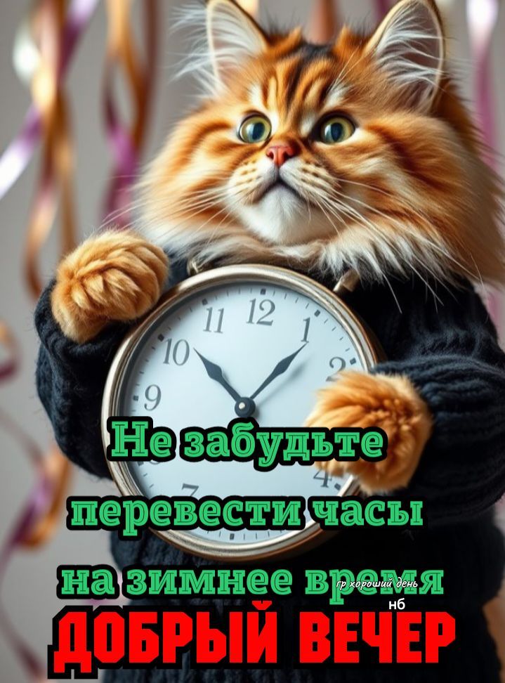 Не забудьте перевести часы на зимнее время
ДОБрый ВЕЧЕР