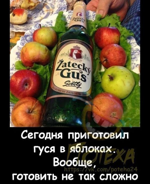 Сегодня приготовил гуся в яблоках. Вообщe, готовить не так сложно