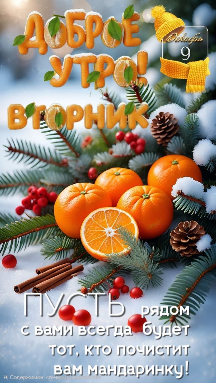 ДОБРОЕ УТРО ВТОРНИК Декабрь 9. Пусть рядом с вами всегда будет тот, кто почистит вам мандаринку!
