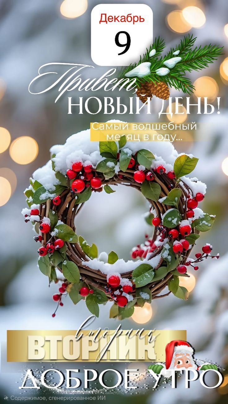 Декабрь 9. Привет! Новый день! Самый волшебный месяц в году... Вторник. Доброе утро.