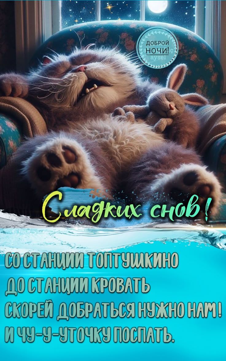 Сладких снов! Со станции Топтишкино до станции кровать скорей добраться нужно нам! И чу-учточку поспать.