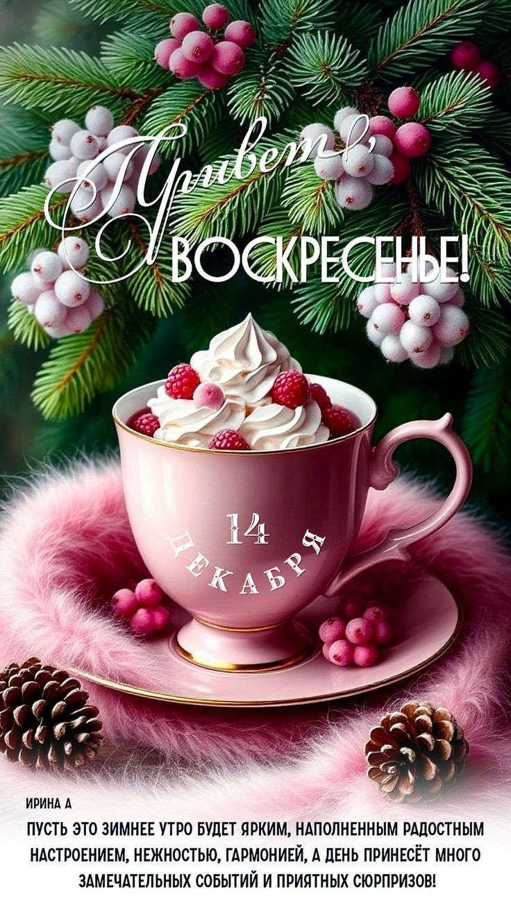 Пусть это зимнее утро будет ярким, наполненным радостным настроением, нежностью, гармонией, а день принесёт много замечательных событий и приятных сюрпризов!