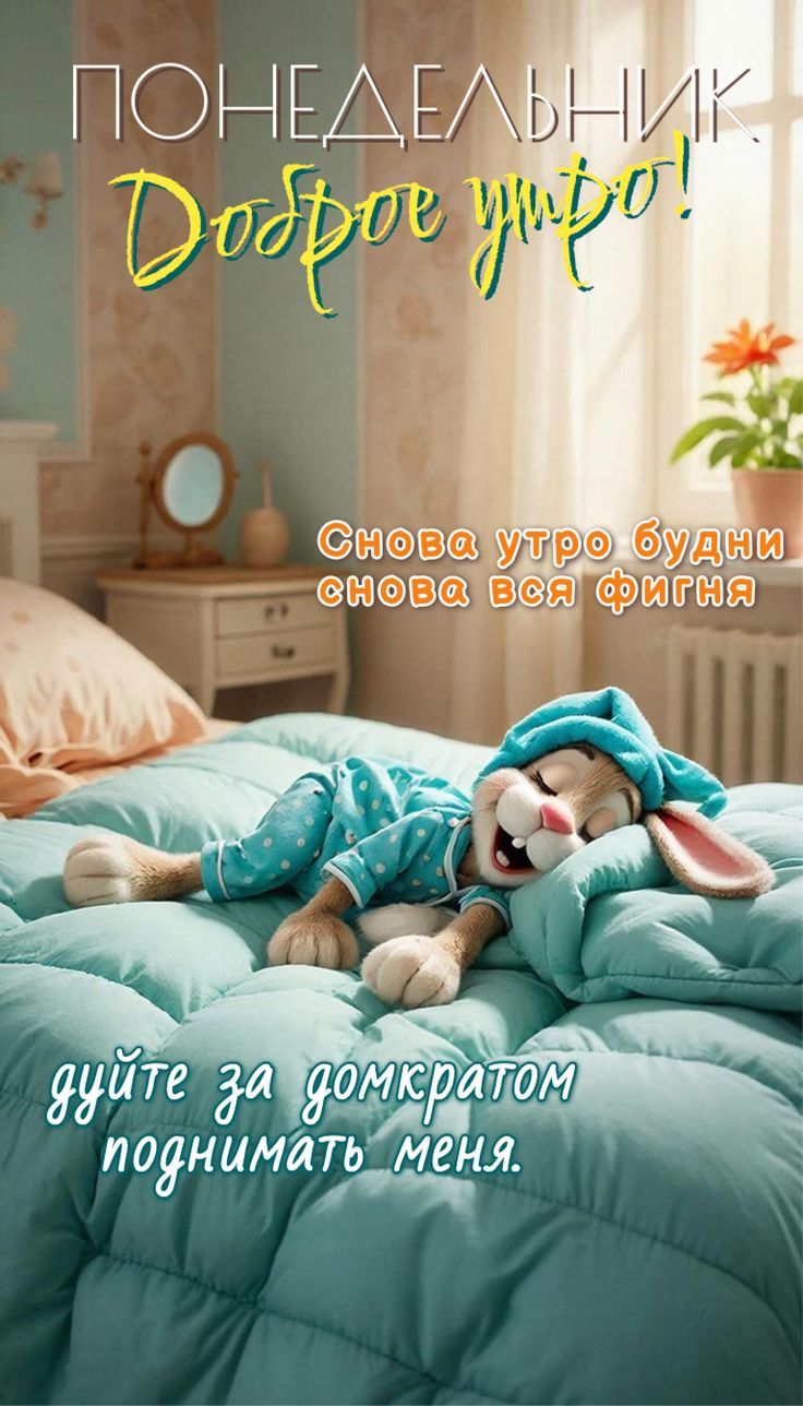 ПОНЕДЕЛЬНИК Доброе утро! Снова утро будни снова вся фигня уйтe за домкратом поднимать меня.