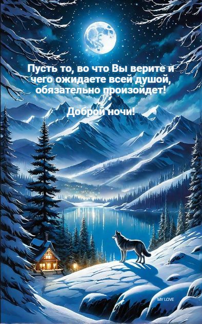 Пусть то, во что Вы верите и чего ожидаете всей душой, обязательно произойдет! Доброй ночи!