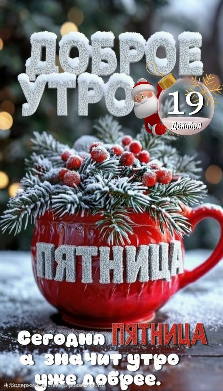 ДОБРОЕ УТРО 19 Декабря ПЯТНИЦА Сегодня ПЯТНИЦА а значит утро ещё лучшее.