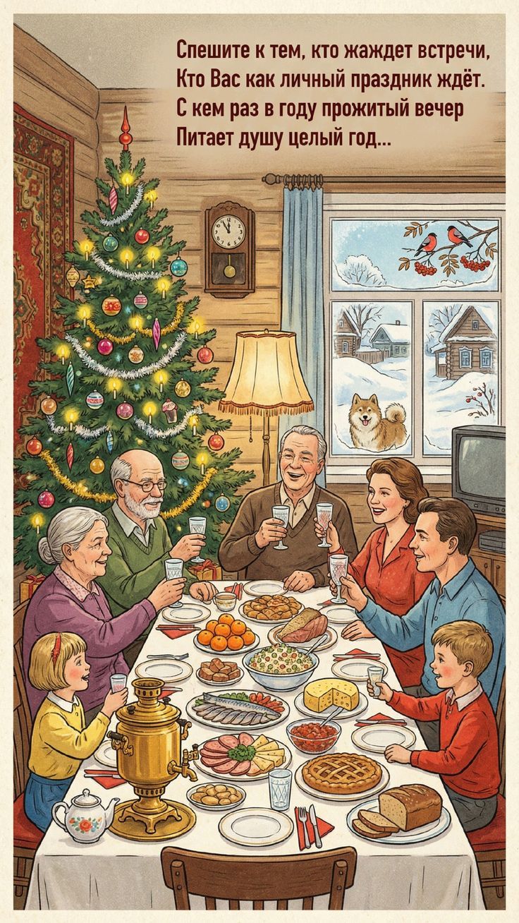 Спешите к тем, кто жаждет встречи, Кто Вас как личный праздник ждёт. С кем раз в году прожитый вечер Питаает душу целый год...