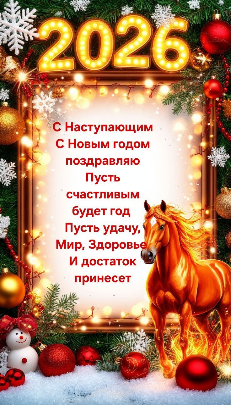 С Наступающим\nС Новым годом\nпоздравляю\nПусть\nсчастливым\nbудет год\nПусть удачу,\nМир, Здоровье\nИ достаток\nпринесет