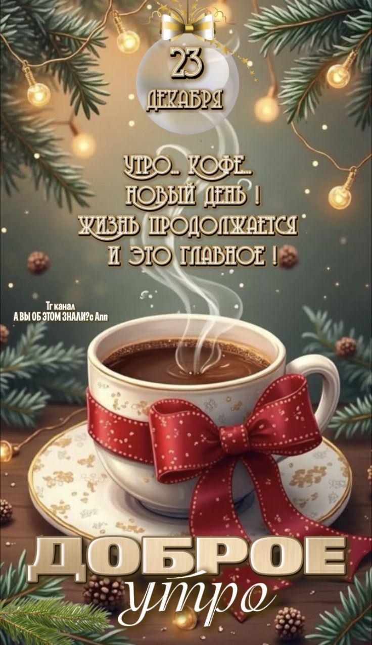 23 декабря
Утро. кофе. Новый день!
Жизнь продолжается и это главное!
Доброе утро