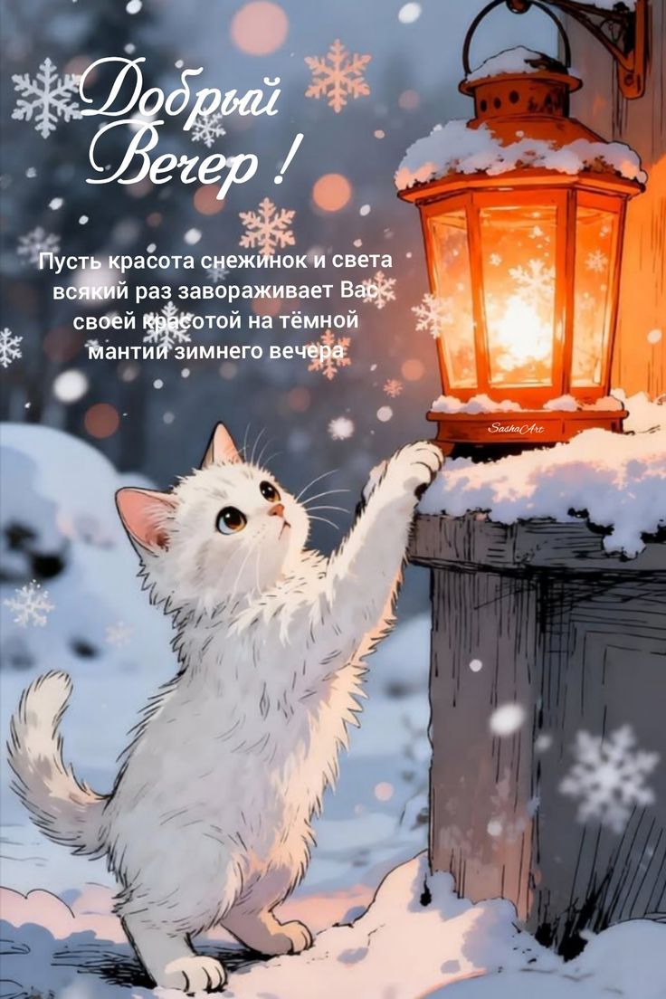 Добрый Вечер! Пусть красота снежинок и света всякий раз завораживает Вас своей красотой на тёмной мантий зимнего вечера