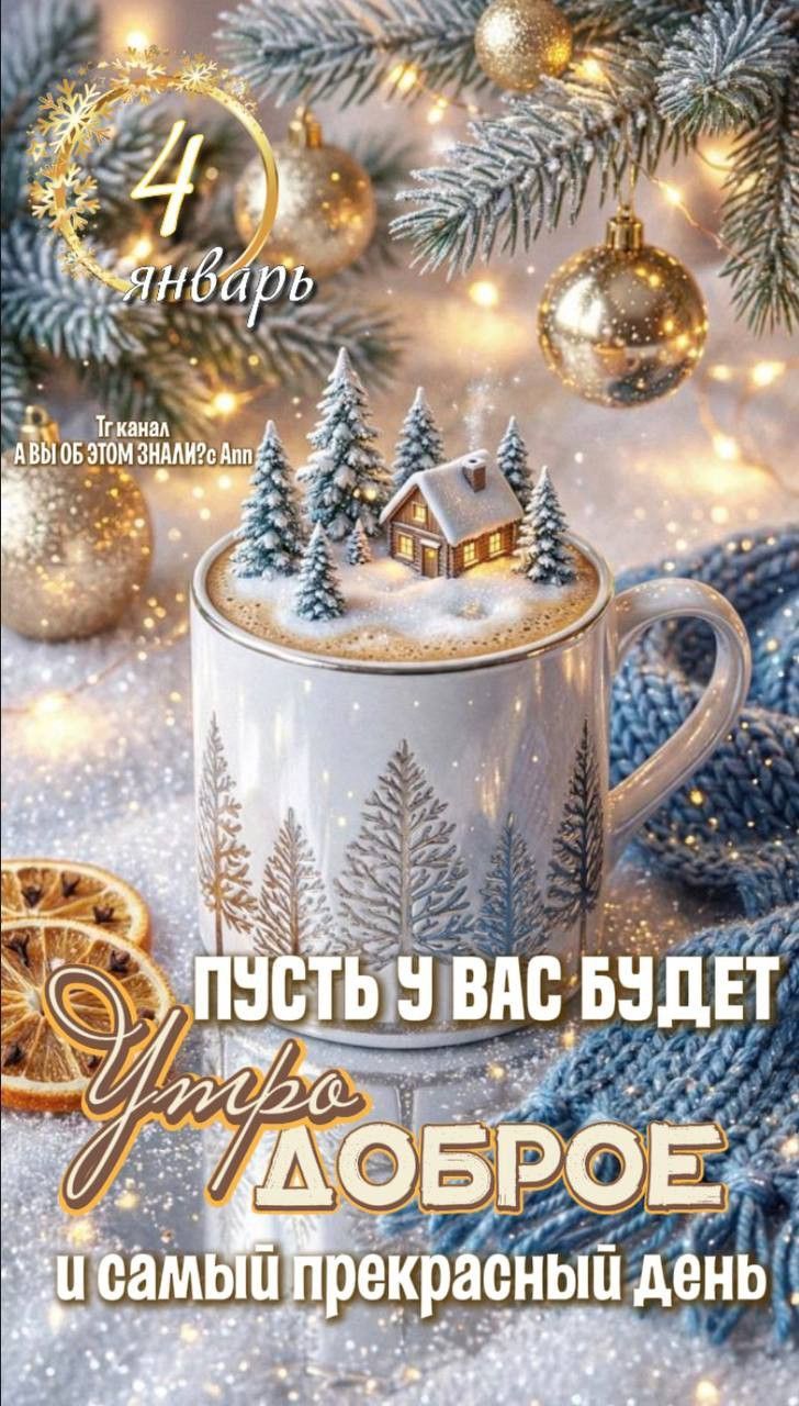 4 январь
пусть у вас будет утро доброе и самый прекрасный день