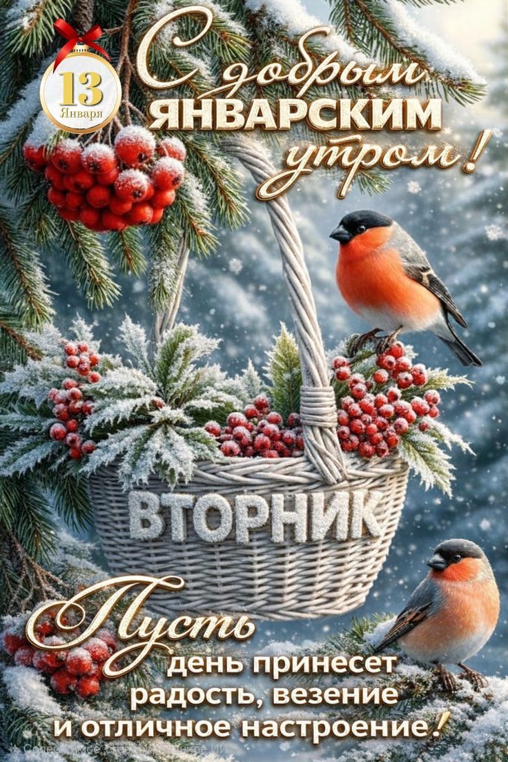 С добрым январским утром! Вторник Пусть день принесет радость, везение и отличное настроение! 13 января