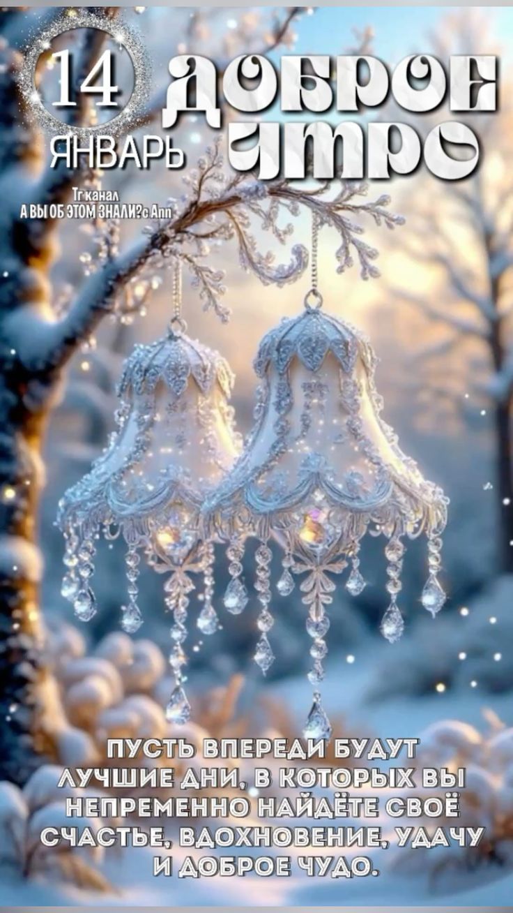 14 января доброе утро Пусть впереди будут лучшие дни, в которых вы непременно найдёте своё счастье, вдохновение, удачу и доброе чудо.