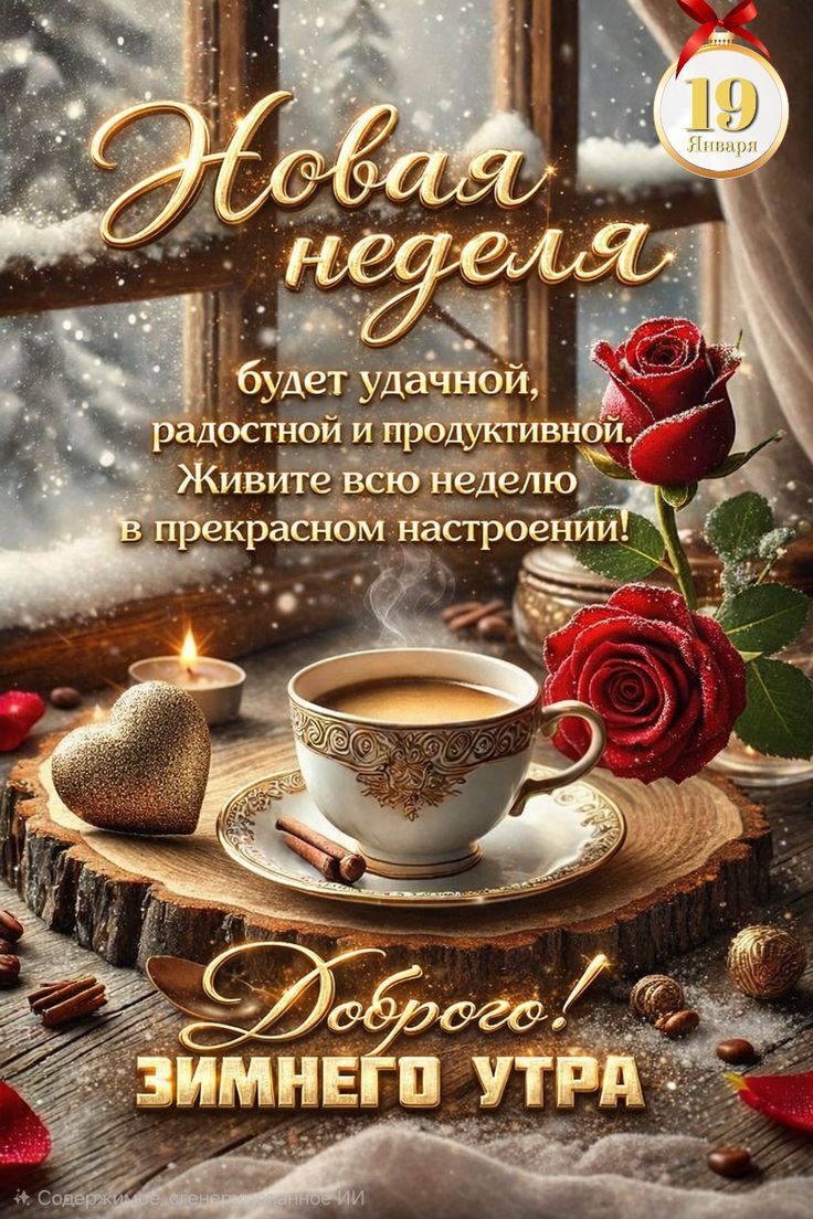 Новая неделя будет удачной, радостной и продуктивной. Живите всю неделю в прекрасном настроении! Доброе! ЗИМНЕГО УТРА