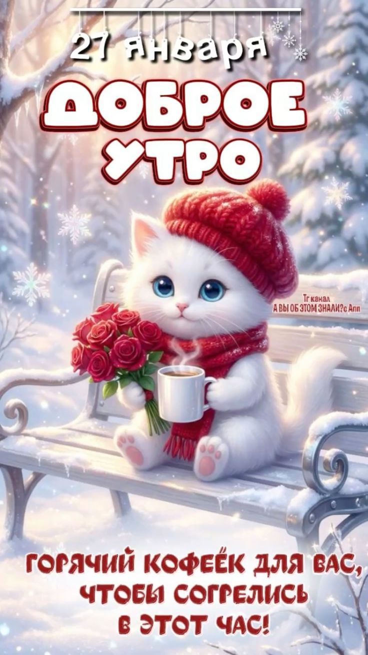 27 января\nДОБРОЕ УТРО\nГорячий кофеек для вас, чтобы согрелись в этот час!