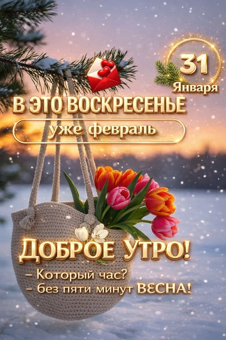 31 Января
В ЭТО ВОСКРЕСЕНЬЕ
Уже февраль
Доброе утро!
- Который час?
- без пяти минут ВЕСНА!
