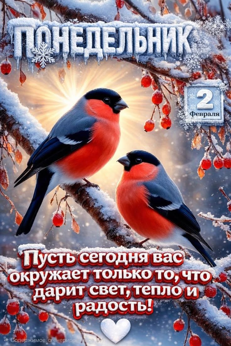 ПОНЕДЕЛЬНИК
Пусть сегодня вас окружает только то, что дарит свет, тепло и радость!