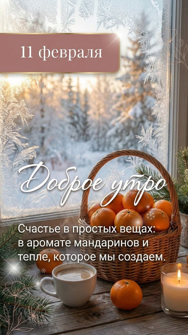 11 февраля\nДоброе утро\nСчастье в простых вещах: в аромате мандаринов и тепле, которое мы создаем.