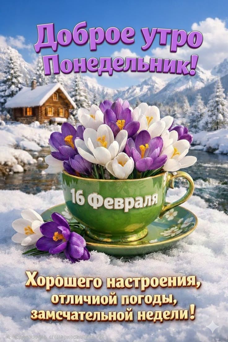Доброе утро Понедельник! 16 Февраля Хорошего настроения, отличной погоды, замечательной недели!
