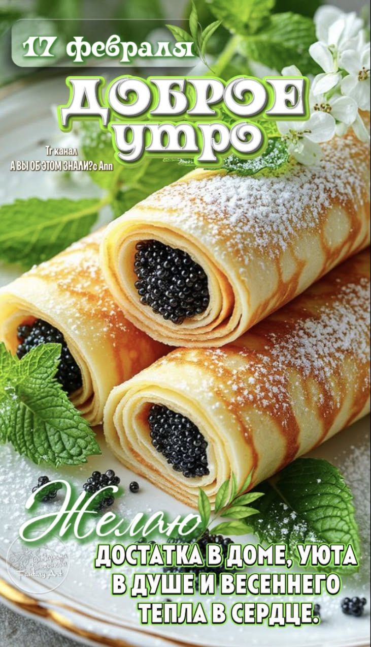 17 февраля\nДоброе утро\nЖелаю достатка в доме, уюта в душе и весеннего тепла в сердце.