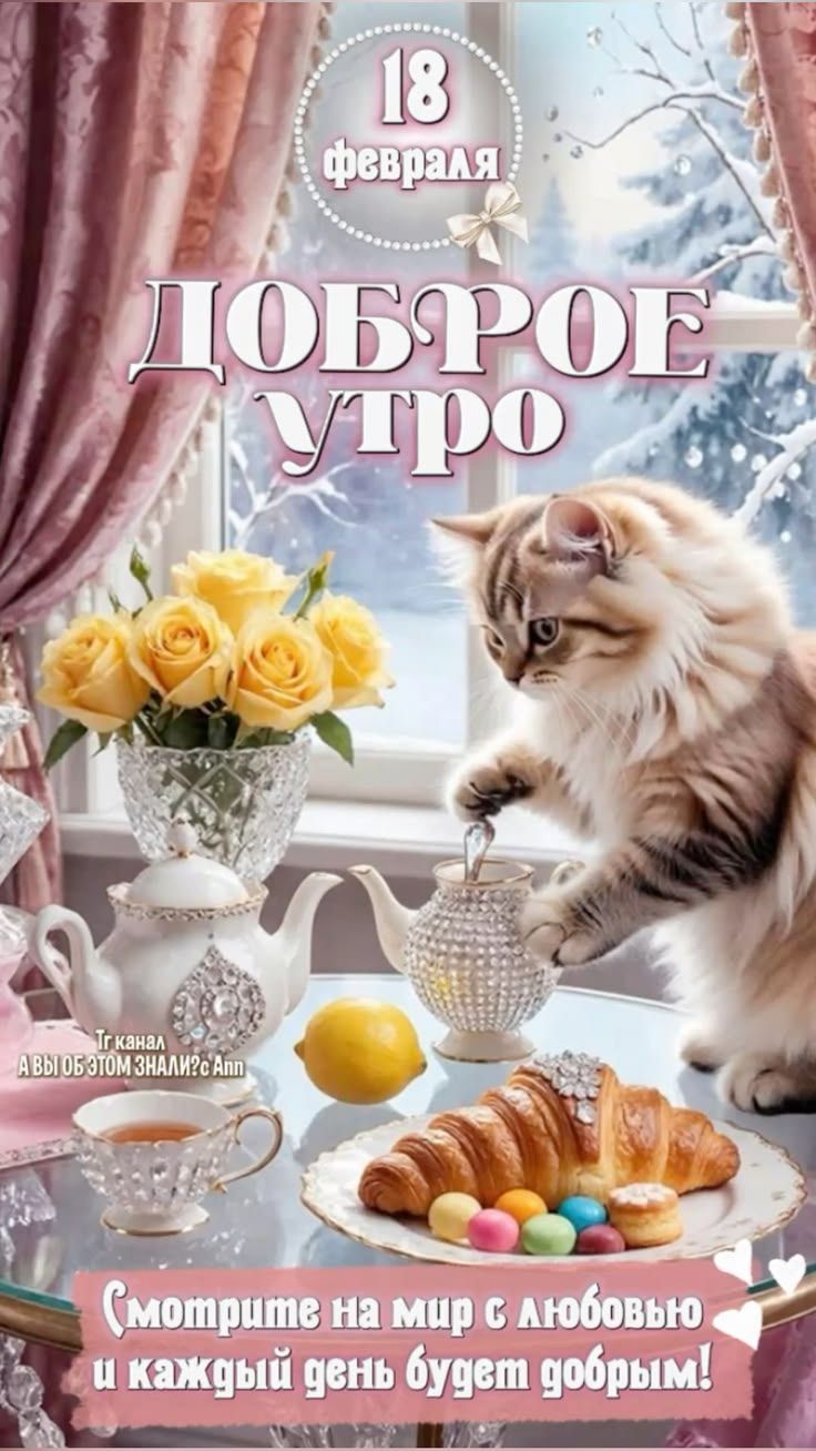 18 февраля ДОБРОЕ УТРО\nСмотрите на мир с любовью и каждый день будет добрым!