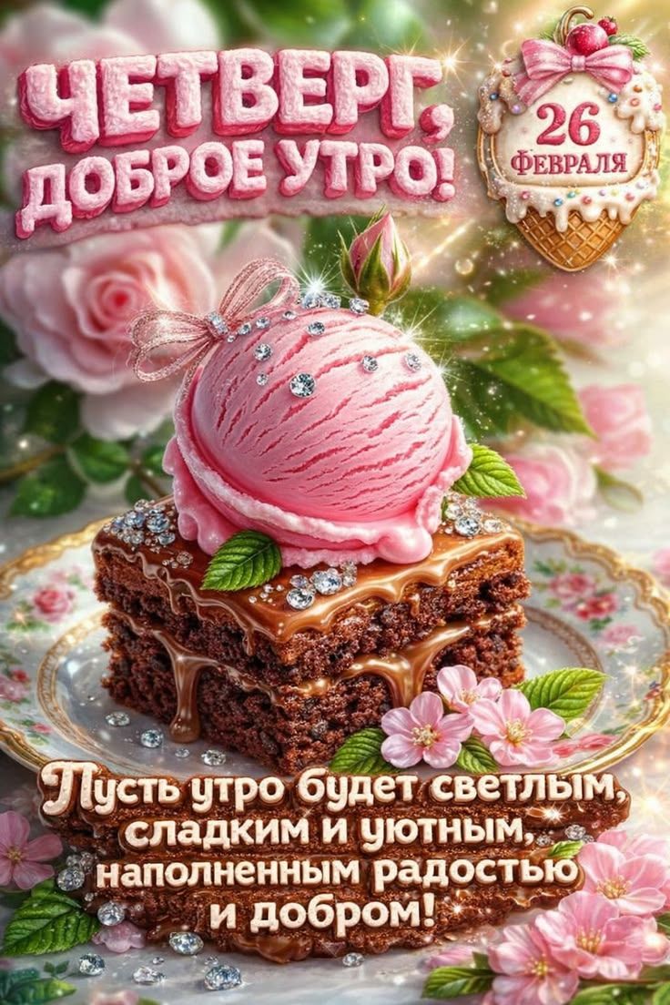 ЧЕТВЕРГ ДОБРОЕ УТОРО! 26 ФЕВРАЛЯ
Пусть утро будет светлым, сладким и уютным, наполненным радостью и добром!