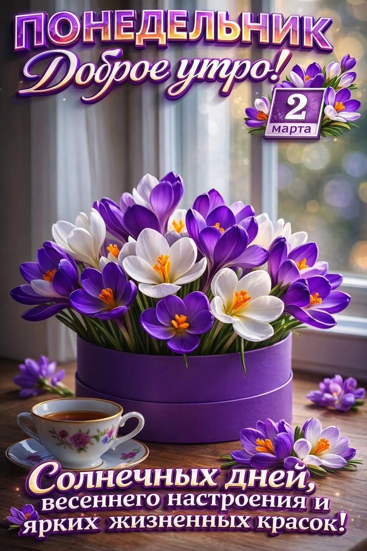 ПОНЕДЕЛЬНИК Доброе утро! 2 марта солнечных дней, весеннего настроения и ярких жизненных красок!