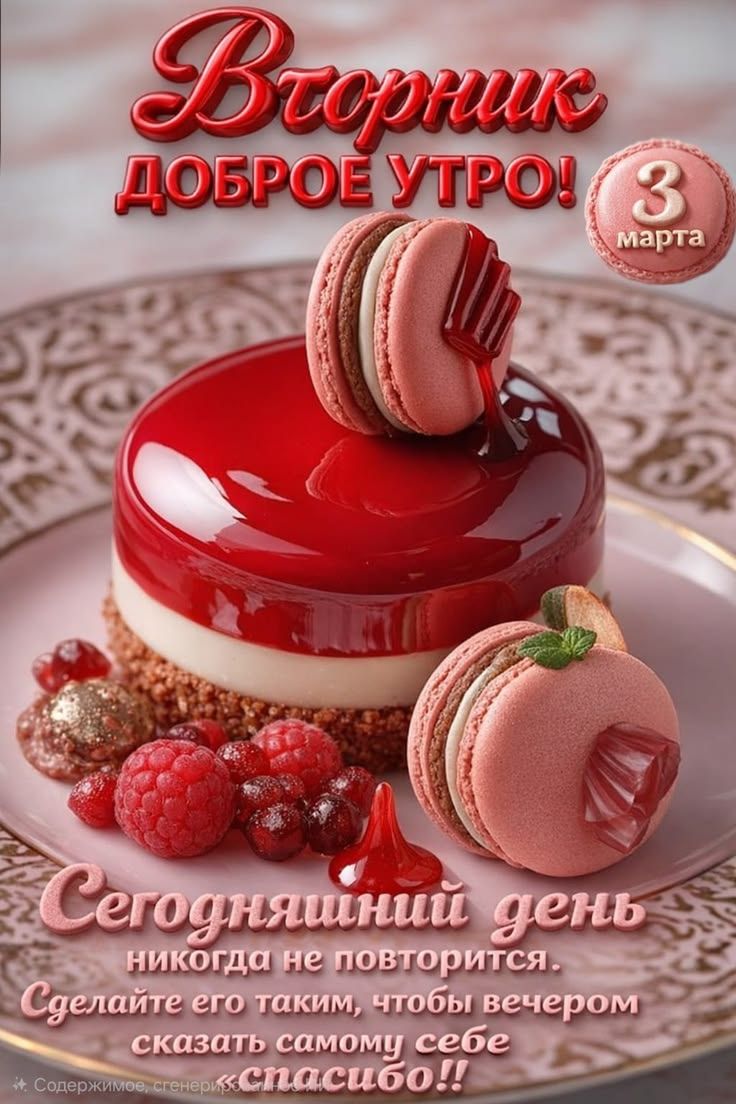 Вторник Доброе утро! Сегодняшний день никогда не повторится. Сделайте его таким, чтобы вечером сказать самому себе «спасибо»!!