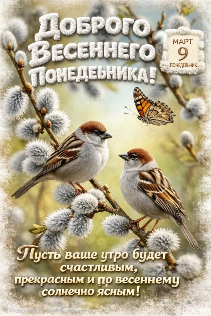 Доброго весеннего понедельника! Пусть ваше утро будет счастливым, прекрасным и по весеннему солнечно ясным! март 9 понедельник