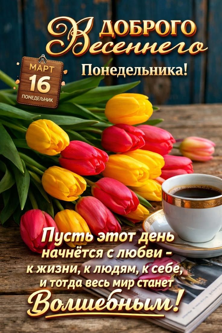 МАРТ 16 ПОНЕДЕЛЬНИК. Пусть этот день начнётся с любви - к жизни, к людям, к себе, и тогда весь мир станет Волшебным!