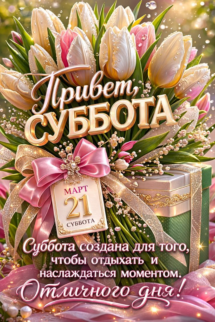 Привет, СУББОТА МАРТ 21 СУББОТА Суббота создана для того, чтобы отдыхать и наслаждаться моментом. Отличного дня!
