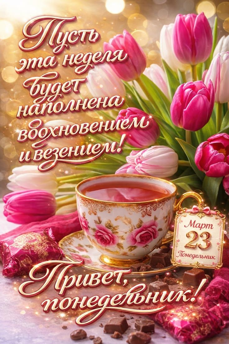 Пусть эта неделя будет наполнена вдохновением и везением! Март 23 Понедельник Привет, понедельник!