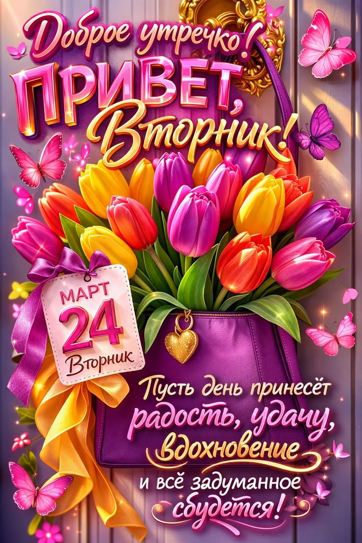 Доброе утречко! ПРИВЕТ, Вторник! МАРТ 24 Вторник. Пусть день принесёт радость, удачу, вдохновение и всё задуманное сбудется!