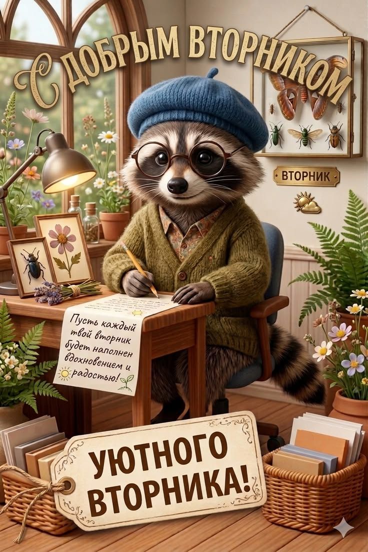 С ДОБРЫМ ВТОРНИКОМ ВТОРНИК Пусть каждый твой вторник будет наполнен вдохновением и радостью! УЮТНОГО ВТОРНИКА!