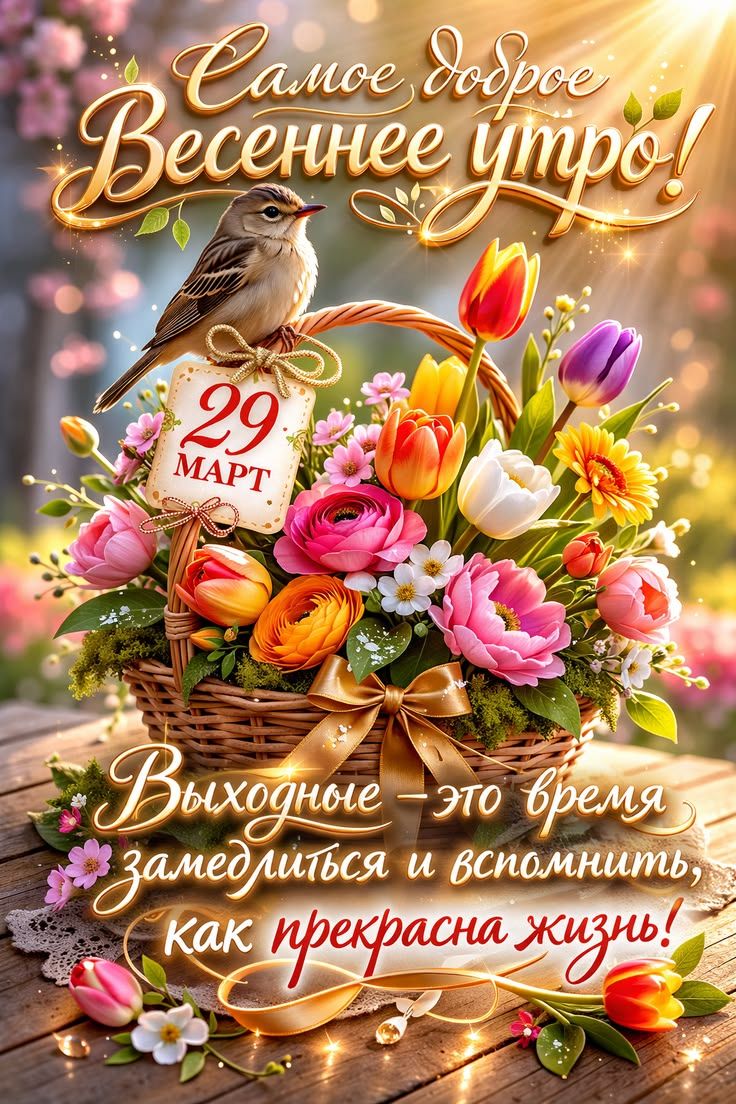 Самое доброе Весеннее утро! 29 МАРТ Выходные – это время замедлиться и вспомнить, как прекрасна жизнь!