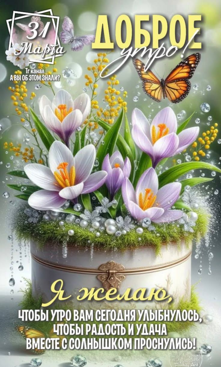 31 Марта Тг канал а вы об этом знали? ДОБРОЕ утро! Я желаю, чтобы утро вам сегодня улыбнулось, чтобы радость и удача вместе с солнышком проснулись!