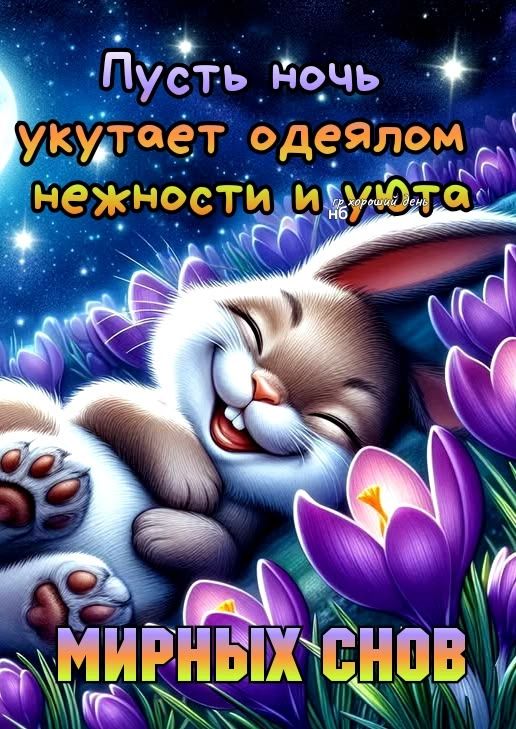 Пусть ночь укутает одеялом нежности и уюта. Мирных снов.