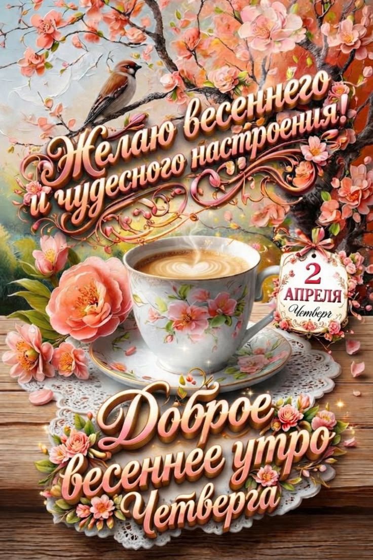 Желаю весеннего и чудесного настроения! 2 АПРЕЛЯ Четверг Доброе весеннее утро Четверга
