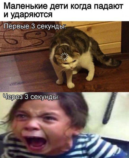 Маленькие дети когда падают и ударяются Первые 3 секунд ы