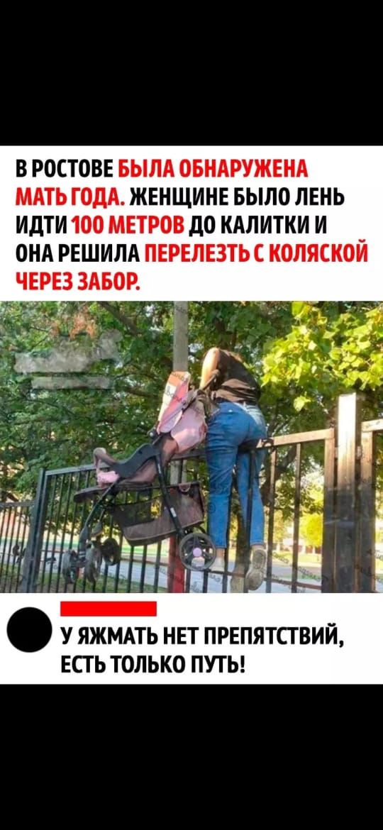 В РОСТОВЕ БЫЛА ОБНАРУЖЕНА МАТЬ ГОДА ЖЕНЩИНЕ БЫЛО ЛЕНЬ идти 100 метров до кдлитки и _ ОНА рвшилд пврвлвзть коляскои чтз ЗАБОР же у _ а У ЯЖМАТЬ НЕТ ПРЕПЯТСГВИЙ ЕСТЬ ТОЛЬКО ПУТЬ