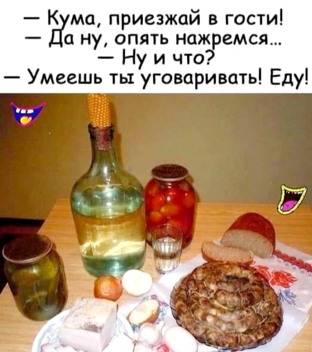 К ма приезжай в гости а ну опять нажремся Ну и что Умеешь ты уговаривать Еду 5 м