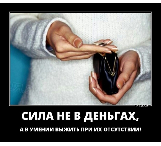 СИЛА НЕ В дЕНЬГАХ А В УМЕНИИ ВЫЖИТЬ ПРИ ИХ ОТСУТСТВИИ