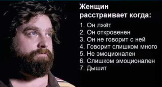 Женщин РБСТРПИБЕ КОГ 1 Он лжет 2 Он откровенен 3 Он не говорит с ней 4 Говорит слишком много 5 Не эмпциоиален 6 Слишком эмоциоиапеи 7 дышит