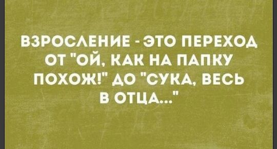 ВЗРОСАЕНИЕ это переход от ой КАК НА ПАПКУ похожг АО сум весь в отцы