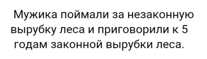 Мужика поймали за незаконную вырубку леса и приговорили к 5 годам законной вырубки леса