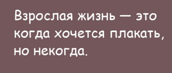 Взрослая жизнь это когда хочется плакать но некогда