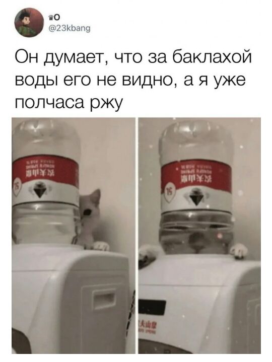 О 23КЬап9 Он думает что за баклахой воды его не видно а я уже полчаса ржу