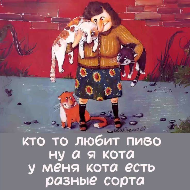кто то любит пиво
ну а я кота
у меня кота есть
разные сорта