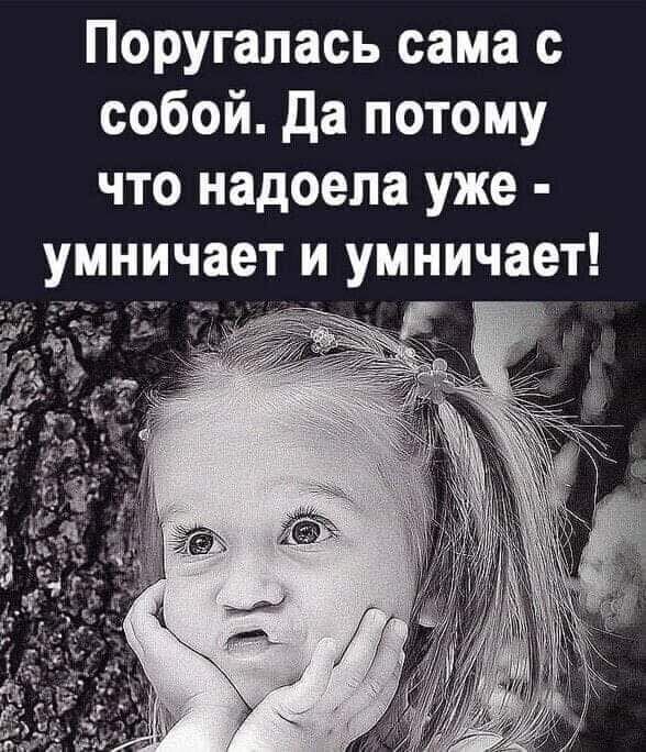 Поругалась сама с собой да потому что надоела уже умничает и умничает