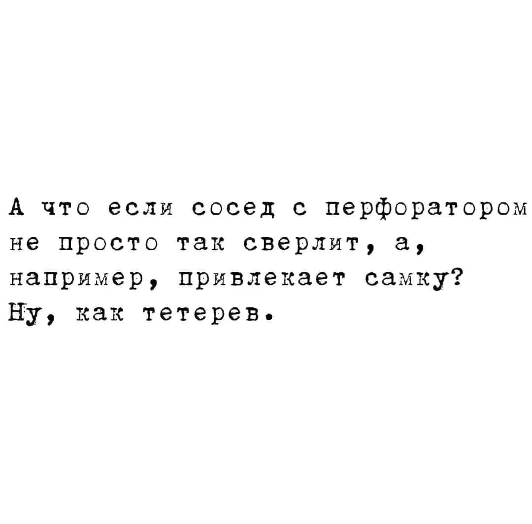 А что если сосед с перфоратором не просто так сверлит а например привлекает самку Ну как тетерев